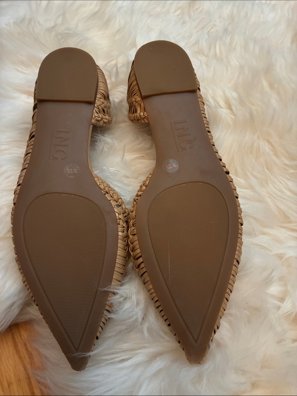 INC International Concepts Tan Braided Pointed-Toe Woven Flats - Picture 4 of 4